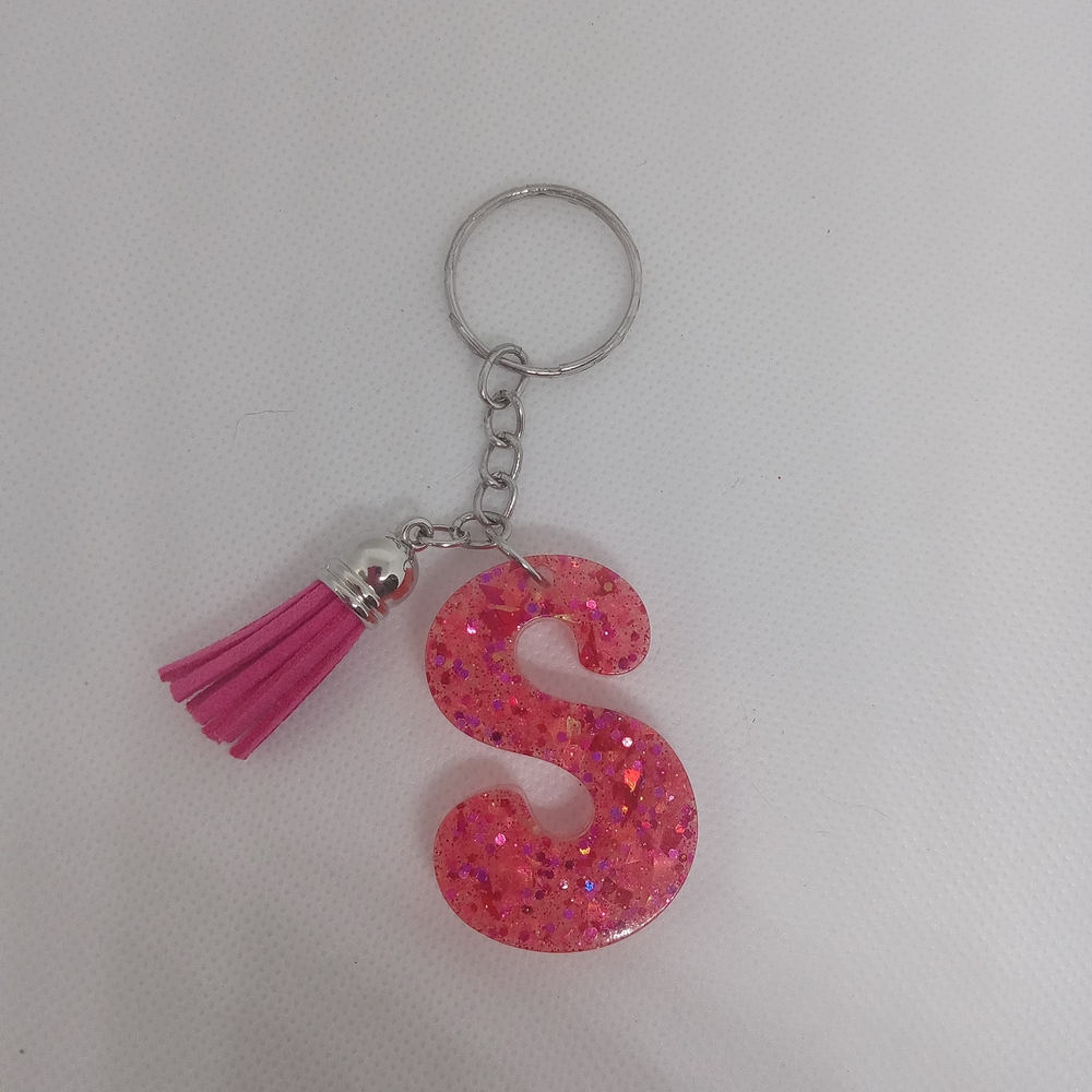 Pink Glitter Keychain with Tassel